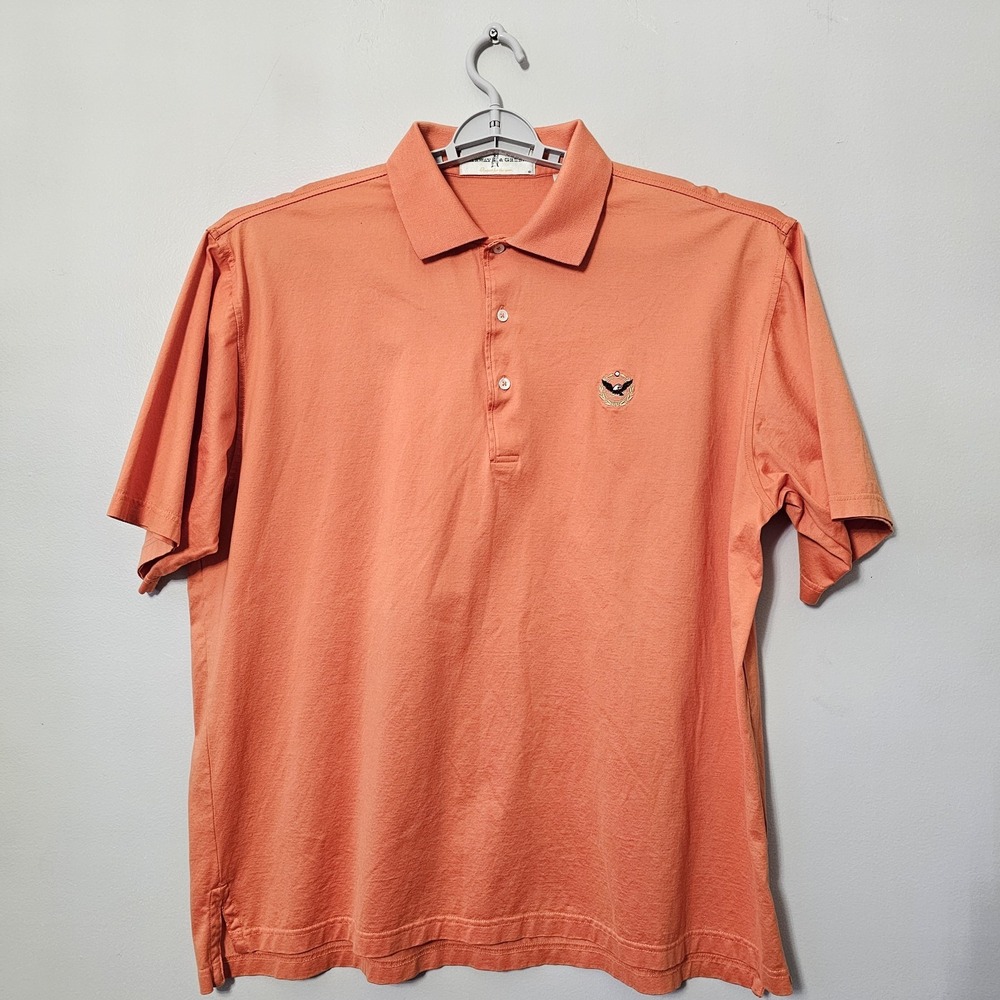 Fairway & Greene Golf Polo Shirt Men's Size XL Eagle Logo Orange Cotton